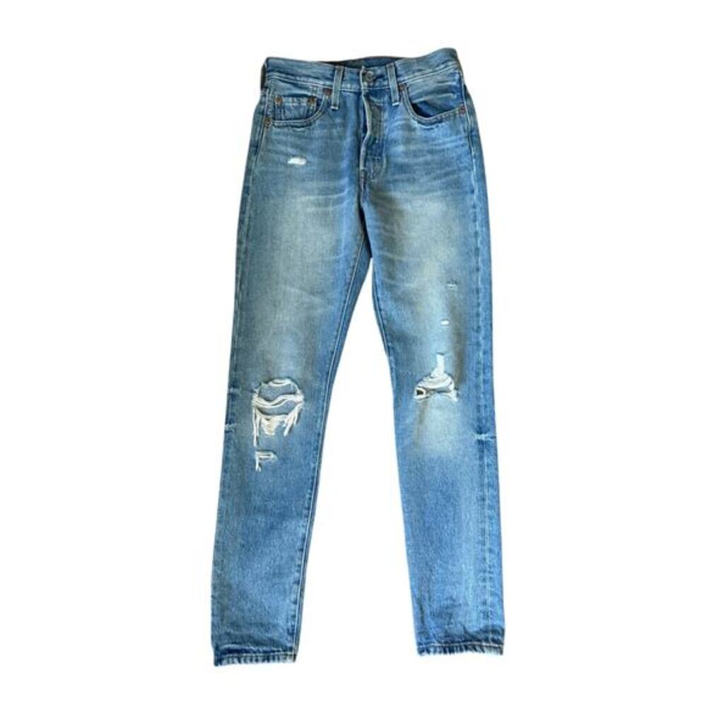 Levi's 501 Skinny Distressed Button Fly Jeans Light Wash W24 L30